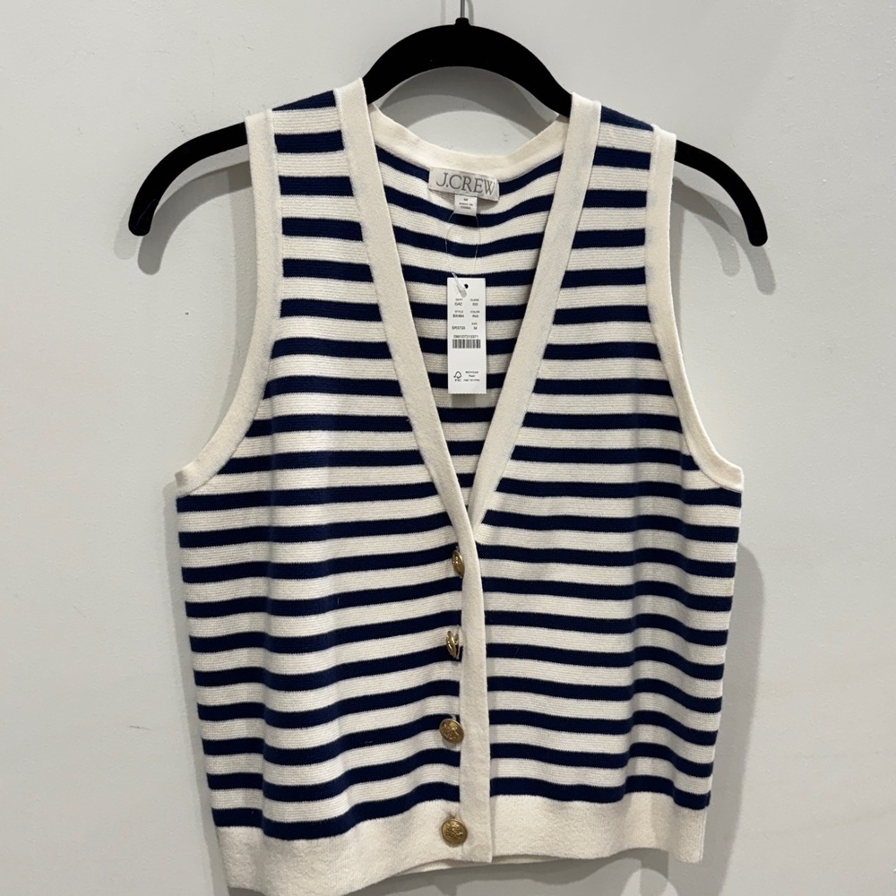 J. Crew Navy and White Striped Sleeveless Top